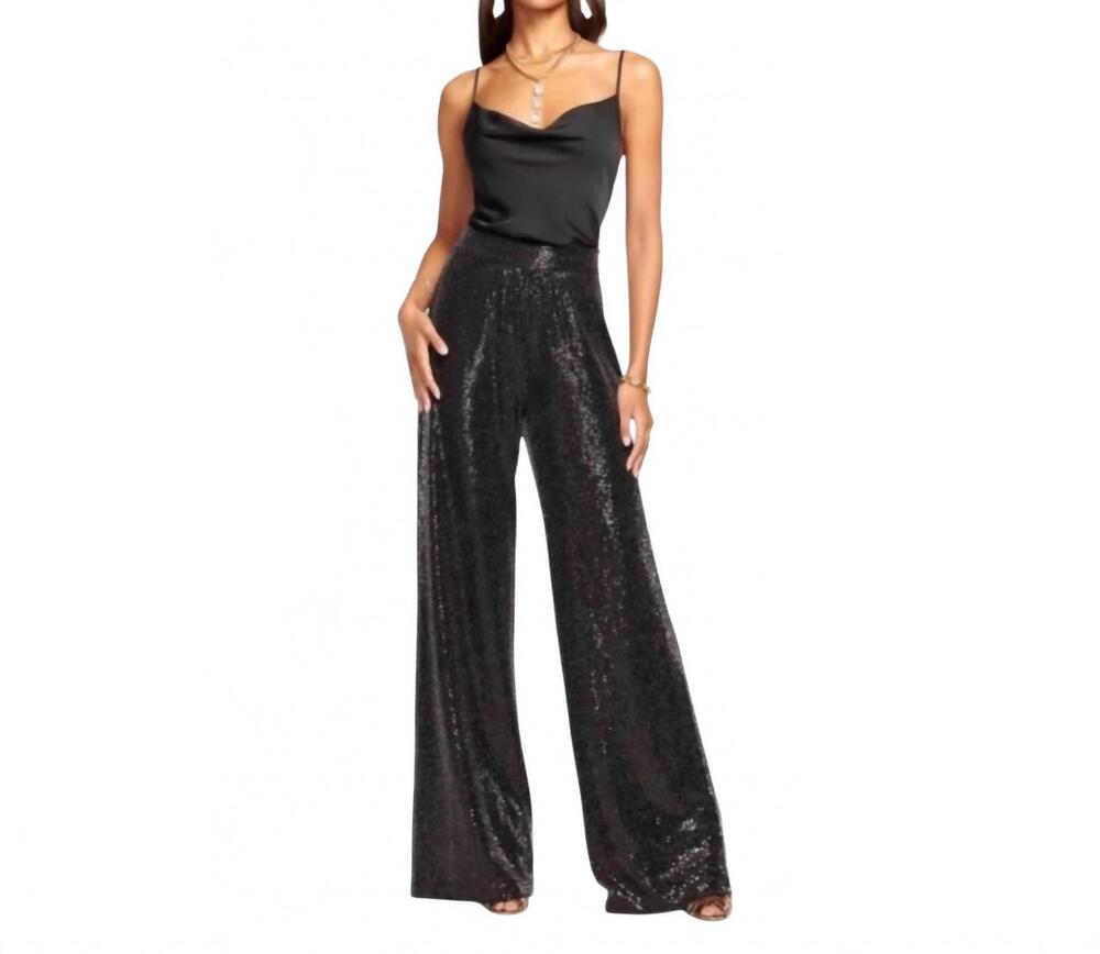 NEW RAMY BROOK christine sequin wide-leg pants in black